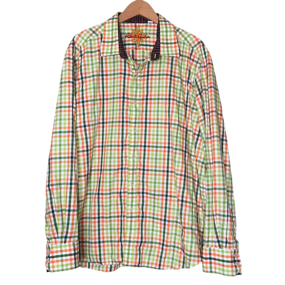 Robert Graham Multicolour Checkered Shirt Green Orange White Checks Men's 3XL